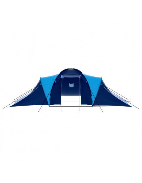 Tenda da Campeggio in Tessuto 9 Persone Blu Scuro e Blu