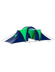 Tenda da campeggio in poliestere per 9 persone blu e verde 2