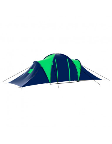 Tenda da campeggio in poliestere per 9 persone blu e verde