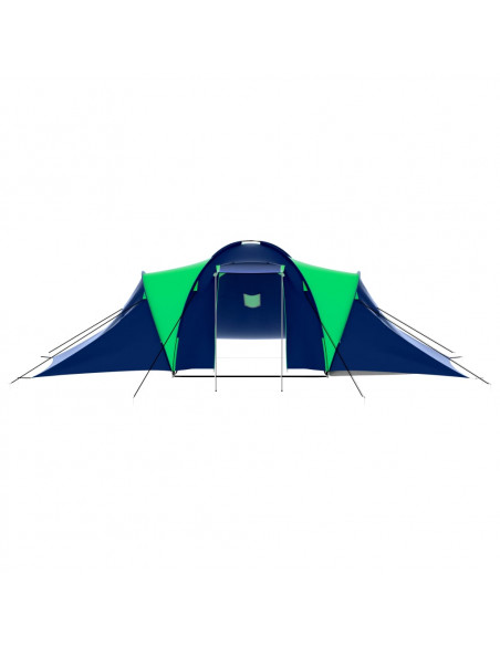 Tenda da campeggio in poliestere per 9 persone blu e verde