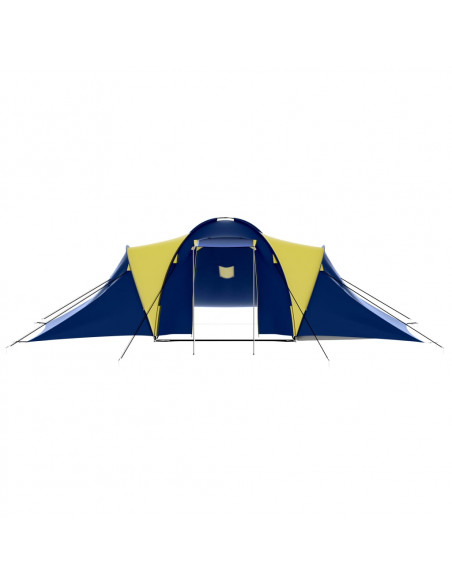 Tenda da Campeggio in Poliestere per 9 Persone Blu e Giallo