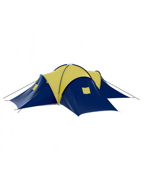 Tenda da Campeggio in Poliestere per 9 Persone Blu e Giallo