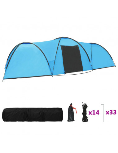 Tenda Igloo da Campeggio 650x240x190 cm per 8 Persone Blu