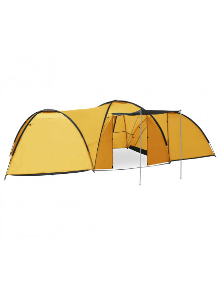 Tenda Igloo da Campeggio 650x240x190 cm per 8 Persone Gialla