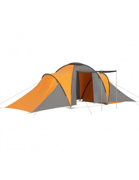 Tenda da Campeggio 6 Persone in Tessuto Grigio e Arancione