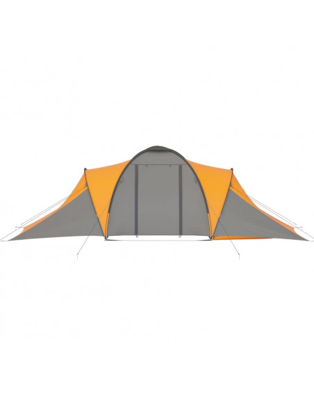 Tenda da Campeggio 6 Persone in Tessuto Grigio e Arancione