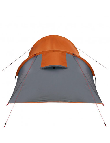 Tenda da Campeggio a Tunnel per 3 Persone Grigio e Arancione