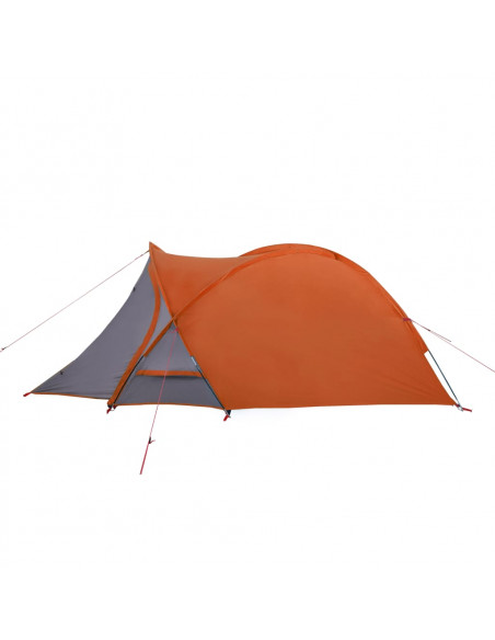 Tenda da Campeggio a Cupola 2 Persone Grigio e Arancione