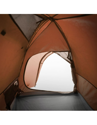 Tenda da Campeggio a Cupola 4 Persone Grigio e Arancione