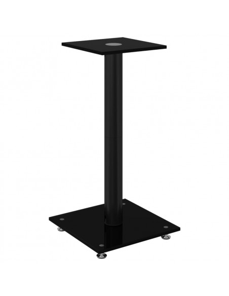 Pedane per Casse 2pz Nero Vetro Temperato Design a 1 Pilastro