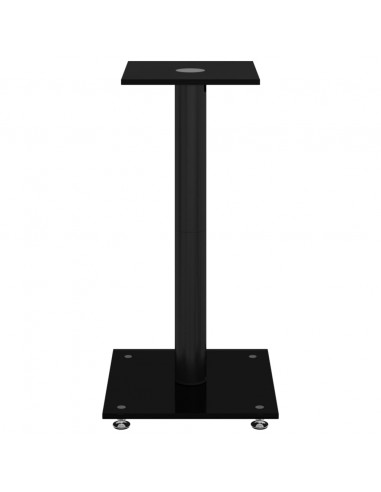 Pedane per Casse 2pz Nero Vetro Temperato Design a 1 Pilastro