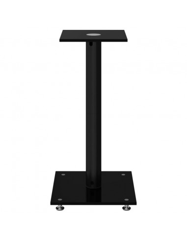 Pedane per Casse 2pz Nero Vetro Temperato Design a 1 Pilastro