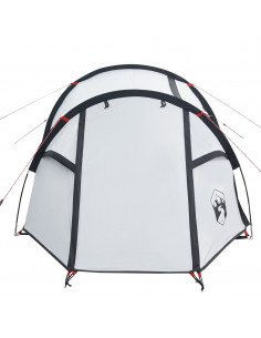 Tenda Campeggio a Tunnel 2 Persone Bianca Tessuto Impermeabile 2