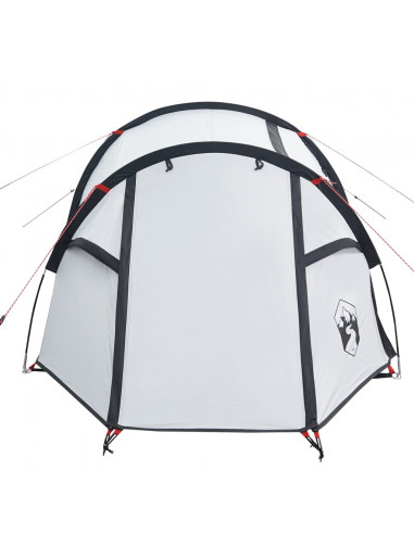 Tenda Campeggio a Tunnel 2 Persone Bianca Tessuto Impermeabile