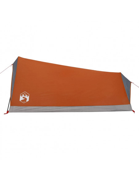 Tenda da Campeggio 2 Persone Grigio e Arancione Impermeabile