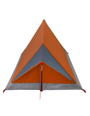 Tenda da Campeggio 2 Persone Grigio e Arancione Impermeabile