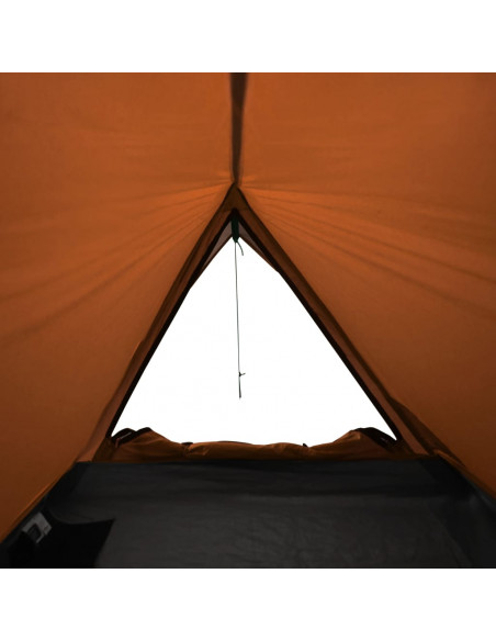 Tenda da Campeggio 2 Persone Grigio e Arancione Impermeabile