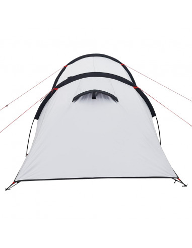 Tenda Campeggio a Tunnel 3 Persone Bianca Tessuto Impermeabile