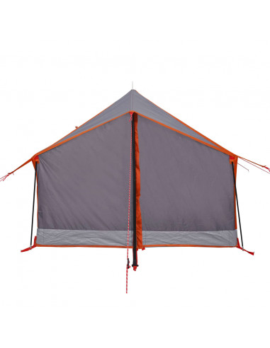 Tenda da Campeggio 2 Persone Grigio e Arancione Impermeabile