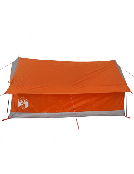 Tenda da Campeggio 2 Persone Grigio e Arancione Impermeabile