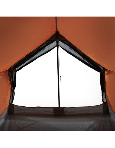 Tenda da Campeggio 2 Persone Grigio e Arancione Impermeabile
