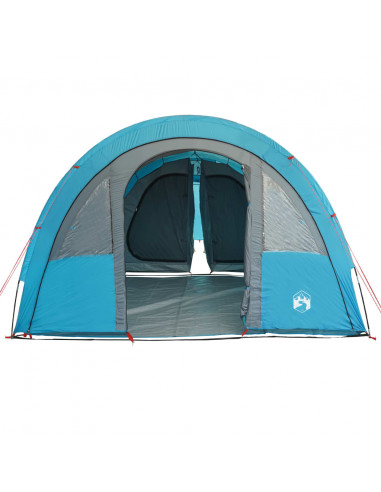 Tenda da Campeggio a Tunnel per 4 Persone Blu Impermeabile
