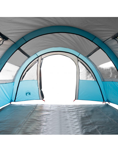Tenda da Campeggio a Tunnel per 4 Persone Blu Impermeabile