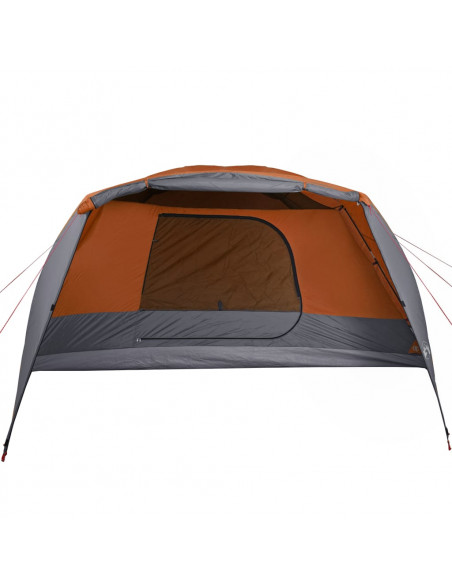 Tenda da Campeggio con Portico per 4 Persone Grigio e Arancione