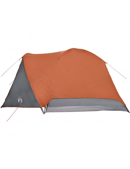 Tenda da Campeggio con Portico per 4 Persone Grigio e Arancione
