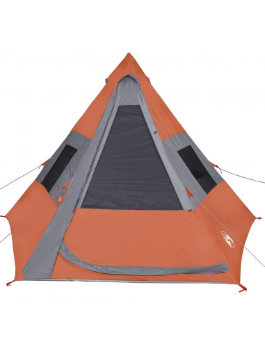 Tenda Campeggio Tipi 7 Persone Grigio/ Arancione Impermeabile