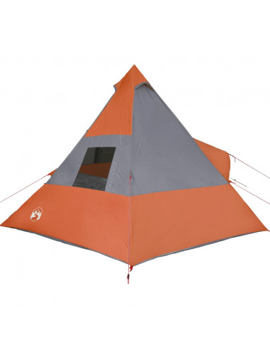 Tenda Campeggio Tipi 7 Persone Grigio/ Arancione Impermeabile