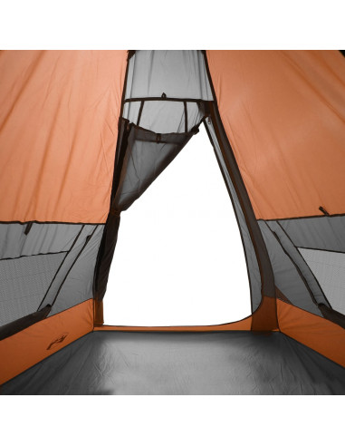 Tenda Campeggio Tipi 7 Persone Grigio/ Arancione Impermeabile