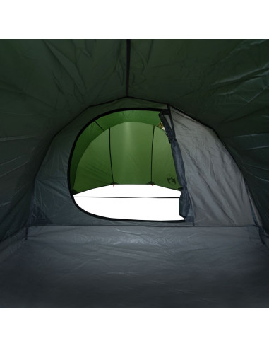 Tenda da Campeggio a Tunnel per 4 Persone Verde Impermeabile