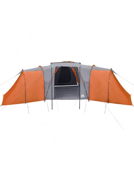 Tenda da Campeggio a Cupola 12 Persone Grigio e Arancione
