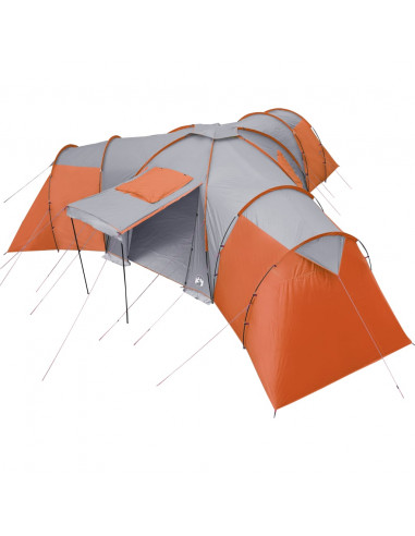 Tenda da Campeggio a Cupola 12 Persone Grigio e Arancione