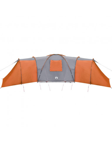 Tenda da Campeggio a Cupola 12 Persone Grigio e Arancione