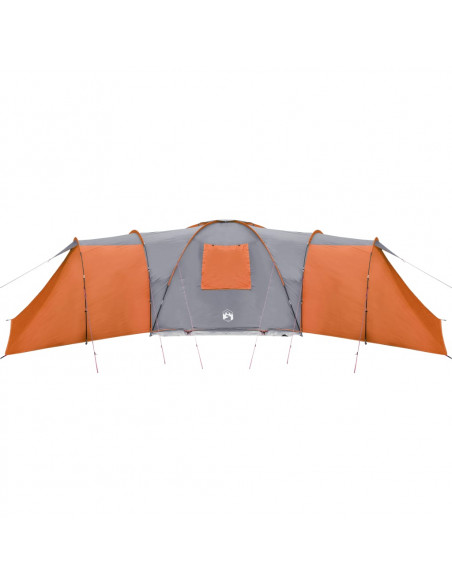 Tenda da Campeggio a Cupola 12 Persone Grigio e Arancione