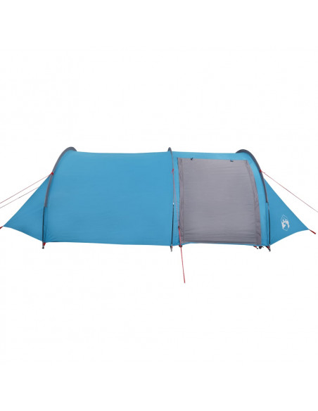 Tenda da Campeggio a Tunnel per 4 Persone Blu Impermeabile