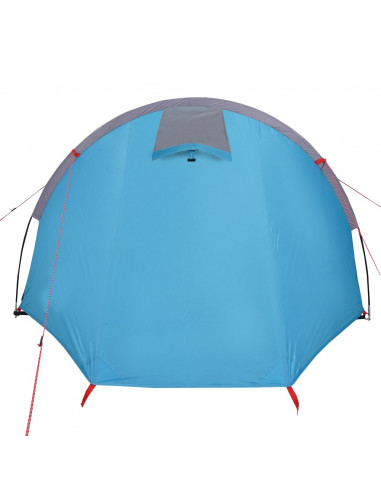Tenda da Campeggio a Tunnel per 4 Persone Blu Impermeabile