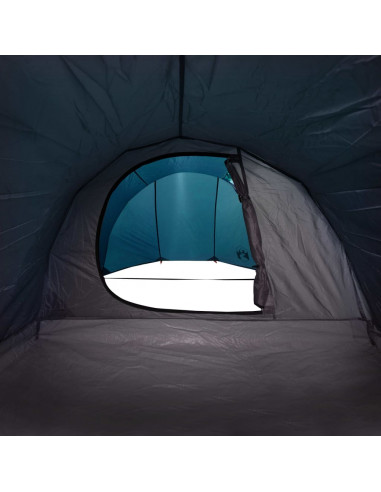 Tenda da Campeggio a Tunnel per 4 Persone Blu Impermeabile
