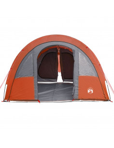 Tenda da Campeggio a Tunnel per 4 Persone Grigio e Arancione 2