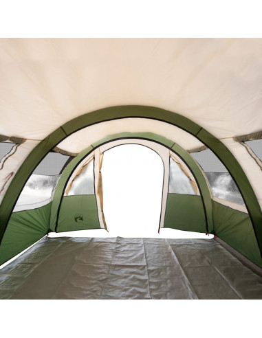 Tenda da Campeggio a Tunnel per 4 Persone Verde Impermeabile