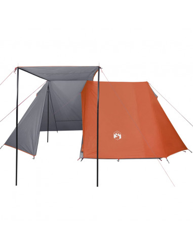 Tenda da Campeggio 3 Persone Grigio e Arancione Impermeabile