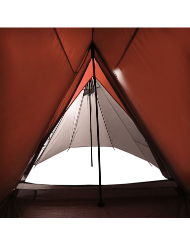 Tenda da Campeggio 3 Persone Grigio e Arancione Impermeabile