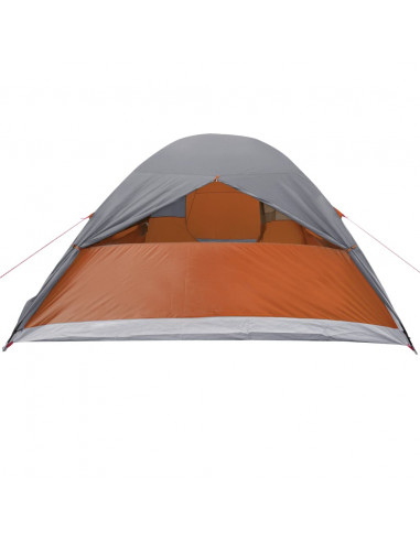 Tenda da Campeggio a Cupola 6 Persone Grigio e Arancione
