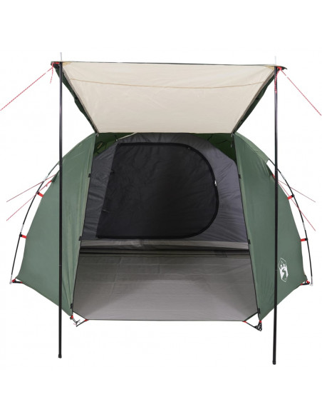 Tenda da Campeggio a Tunnel per 4 Persone Verde Impermeabile