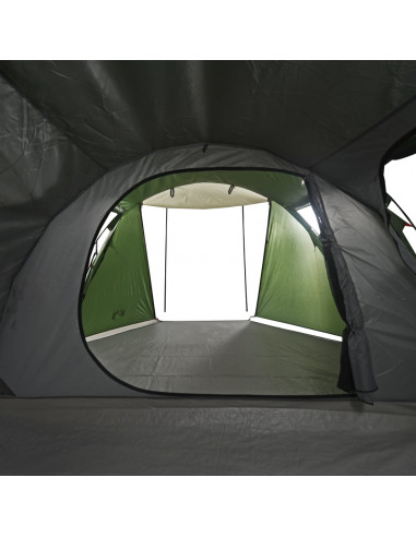 Tenda da Campeggio a Tunnel per 4 Persone Verde Impermeabile