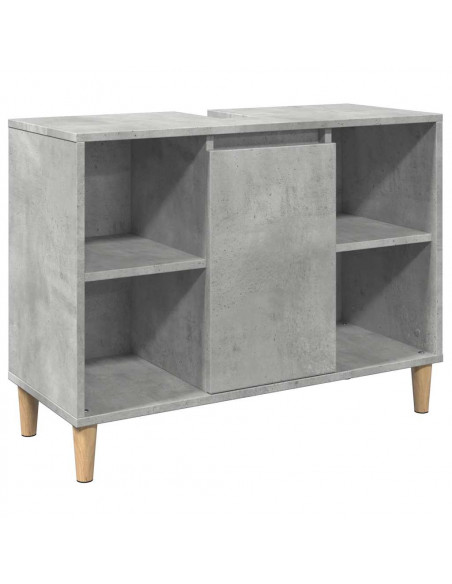 Set Mobili da Bagno 3 pz Grigio Cemento in Legno Multistrato