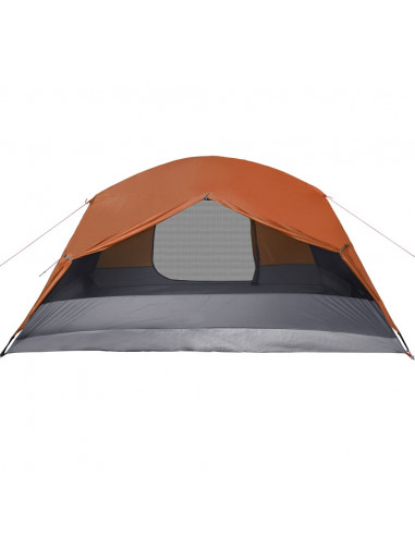 Tenda da Famiglia con Portico per 6 Persone Grigio e Arancione