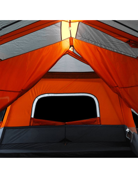 Tenda Famiglia LED 10 Persone Grigio/Arancione Rilascio Rapido